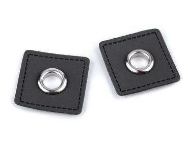 Ösen-Patches  Breite 30 mm ,Höhe 30 mm , Ø 8 mm, Grau Nickel glänzend